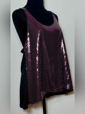 Julie's Closet, Purple and Black Sequin Racerback Tank Top - Large